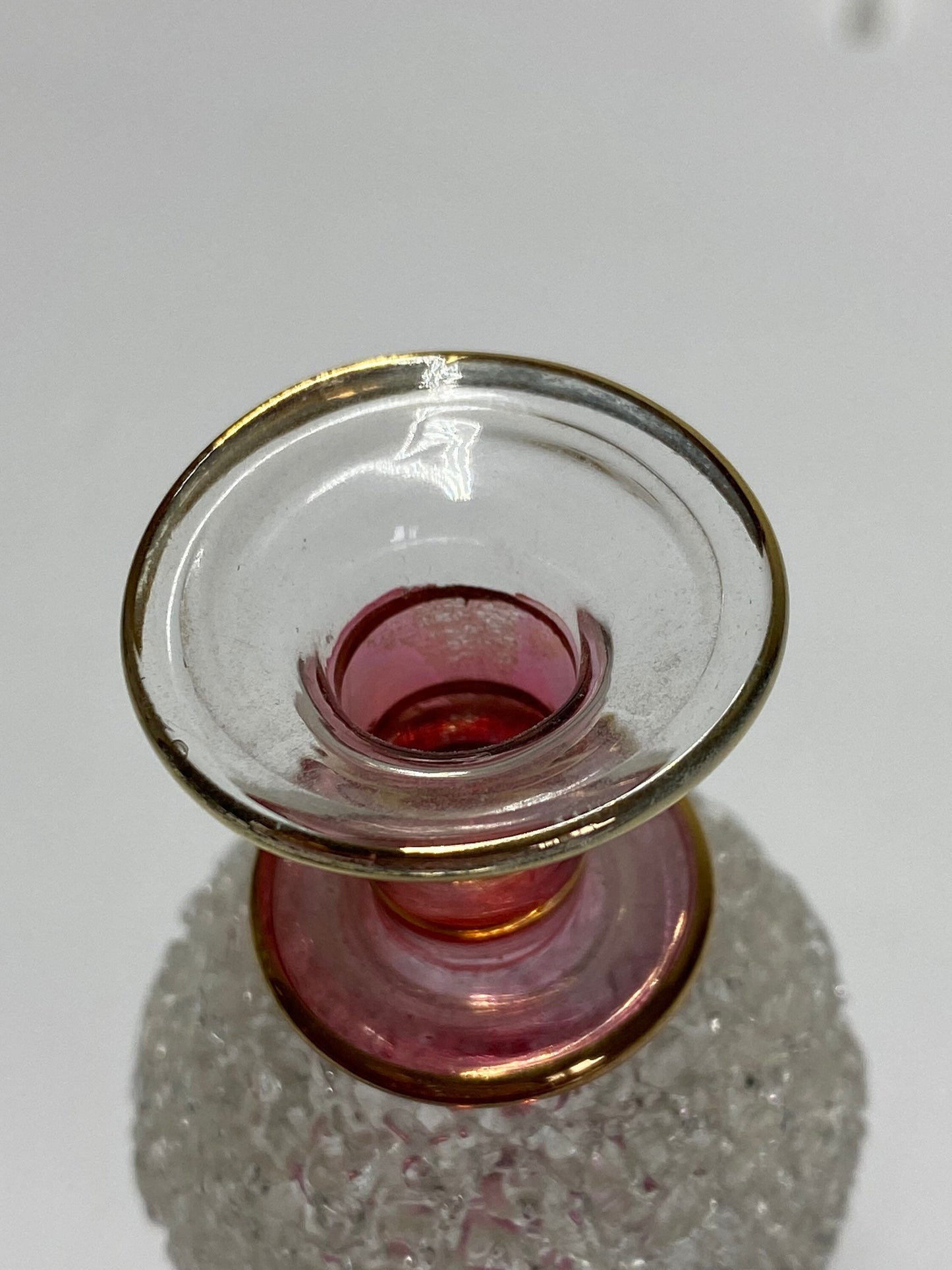 Vintage Perfume Bottle, Dark Pink Glass, Hand Painted, Art Deco, Gilded