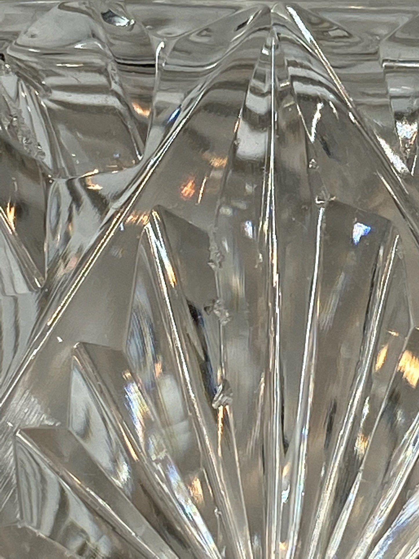 Vintage Mini Perfume Bottle, Clear Cut Glass Starburst Design.