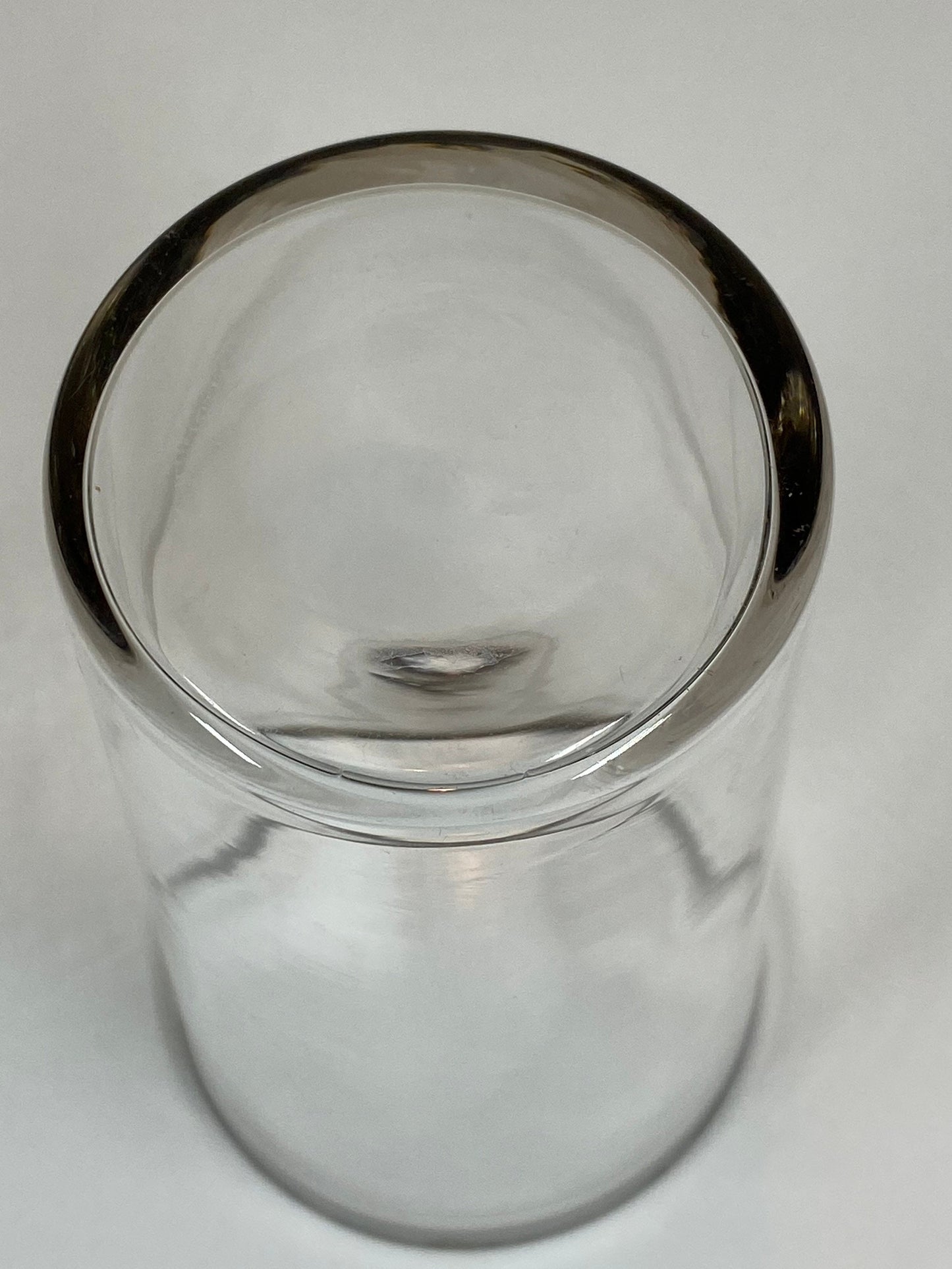 Vintage Tumblers in Clear Glass with Mid-Century Modern Silver Stripe Rim