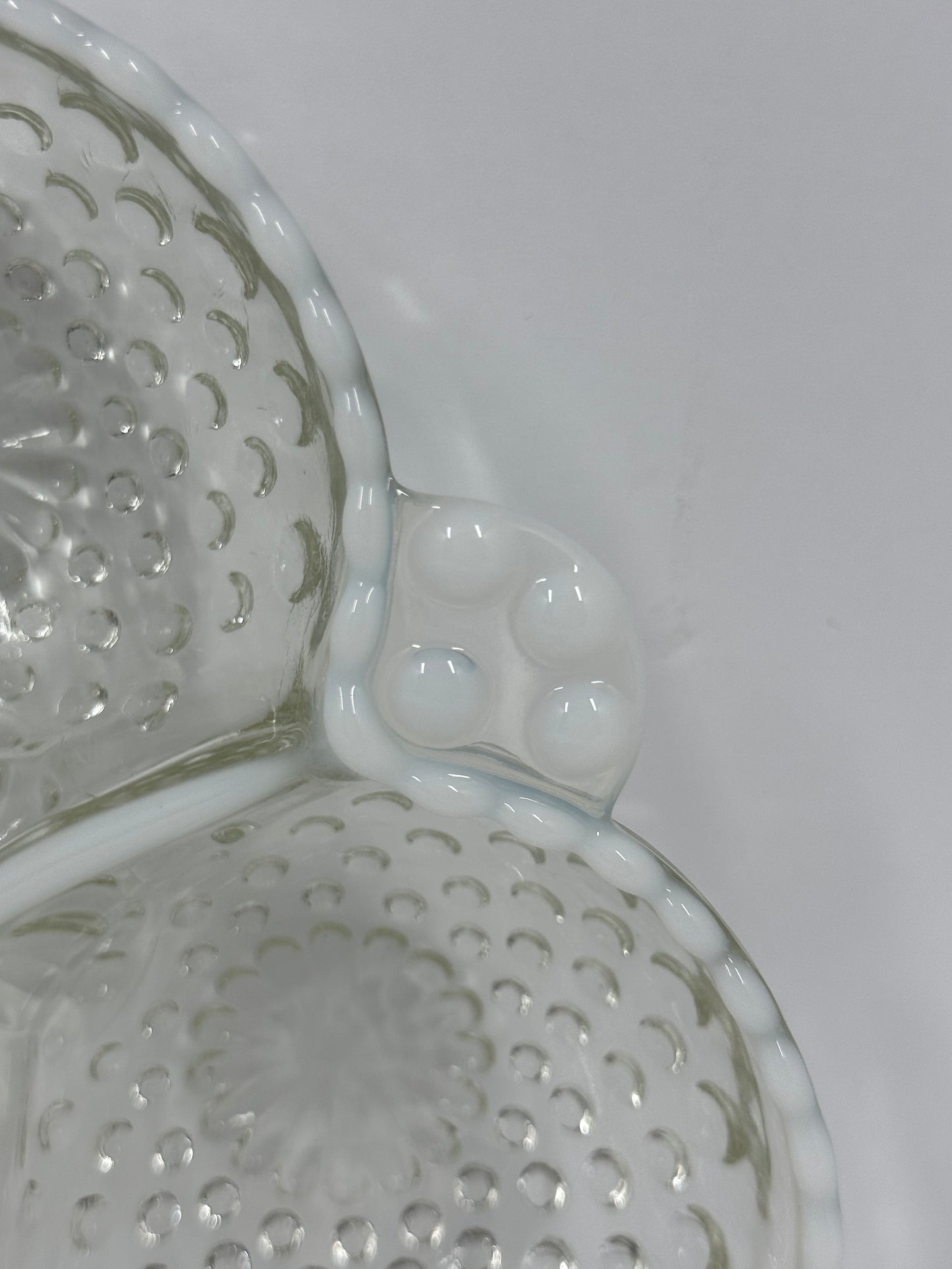 Vintage Dish, Fenton, White Opalescent, Moonstone, Divided Serving Dish, Hobnail Glass.