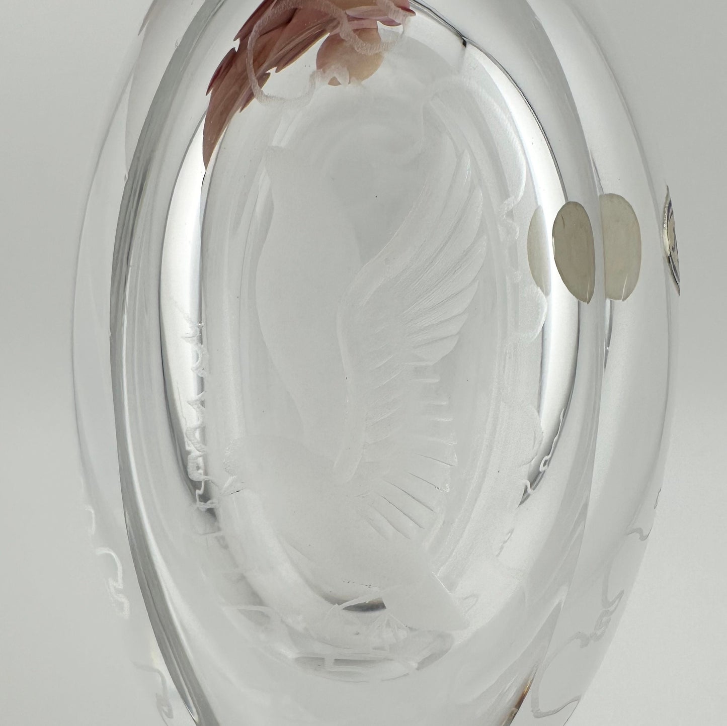 Vintage Perfume Bottle, Scandinavian Crystal, Etched Bird Design by Kjellander.