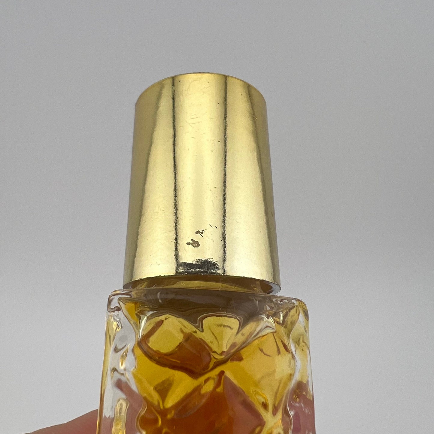 Vintage Avon Perfume Bottle, Clear Glass, To a Wild Rose, Gold Top.
