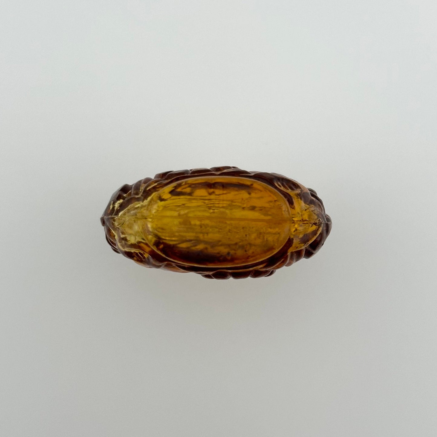 Vintage Perfume Bottle, Amber Art Deco Glass with Floral Design.
