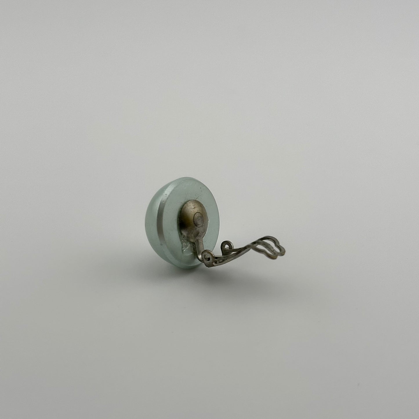 Vintage Clip On Earrings, Seafoam Green with Silver Back, Made in Japan.