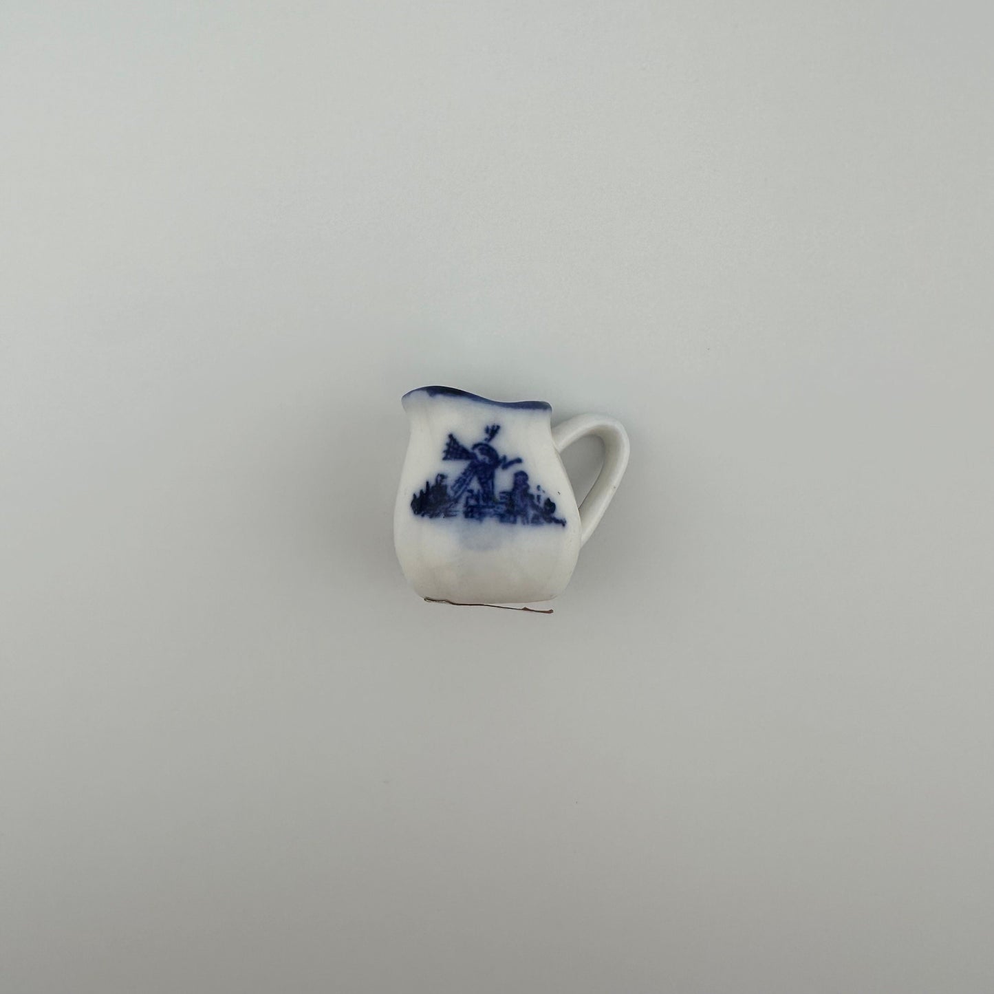 Vintage Miniatures, Hand Painted White and Blue Pitcher, Made in Taiwan.