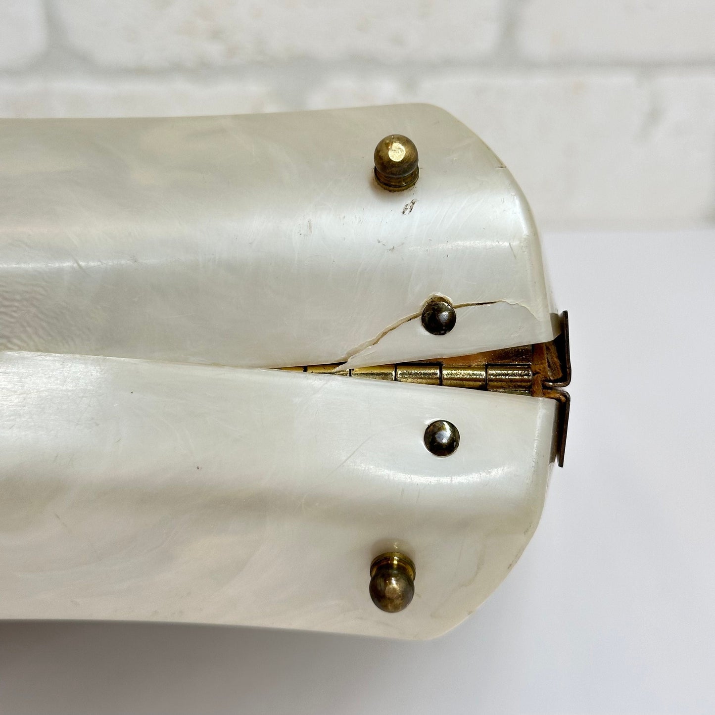 Vintage Ivory Lucite Handbag, 1950s, Mid Century.