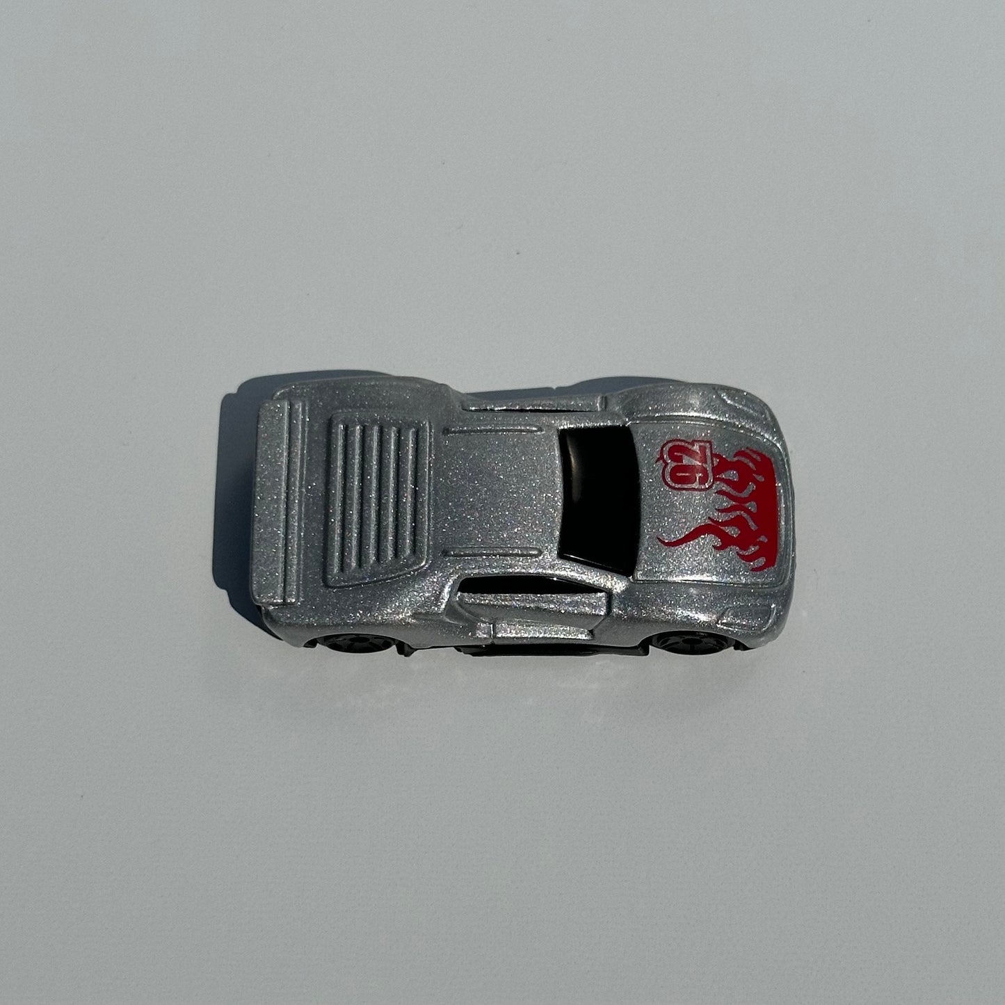 Vintage Car of Silver Maisto Lamborghini Number 92 with Red Flames.