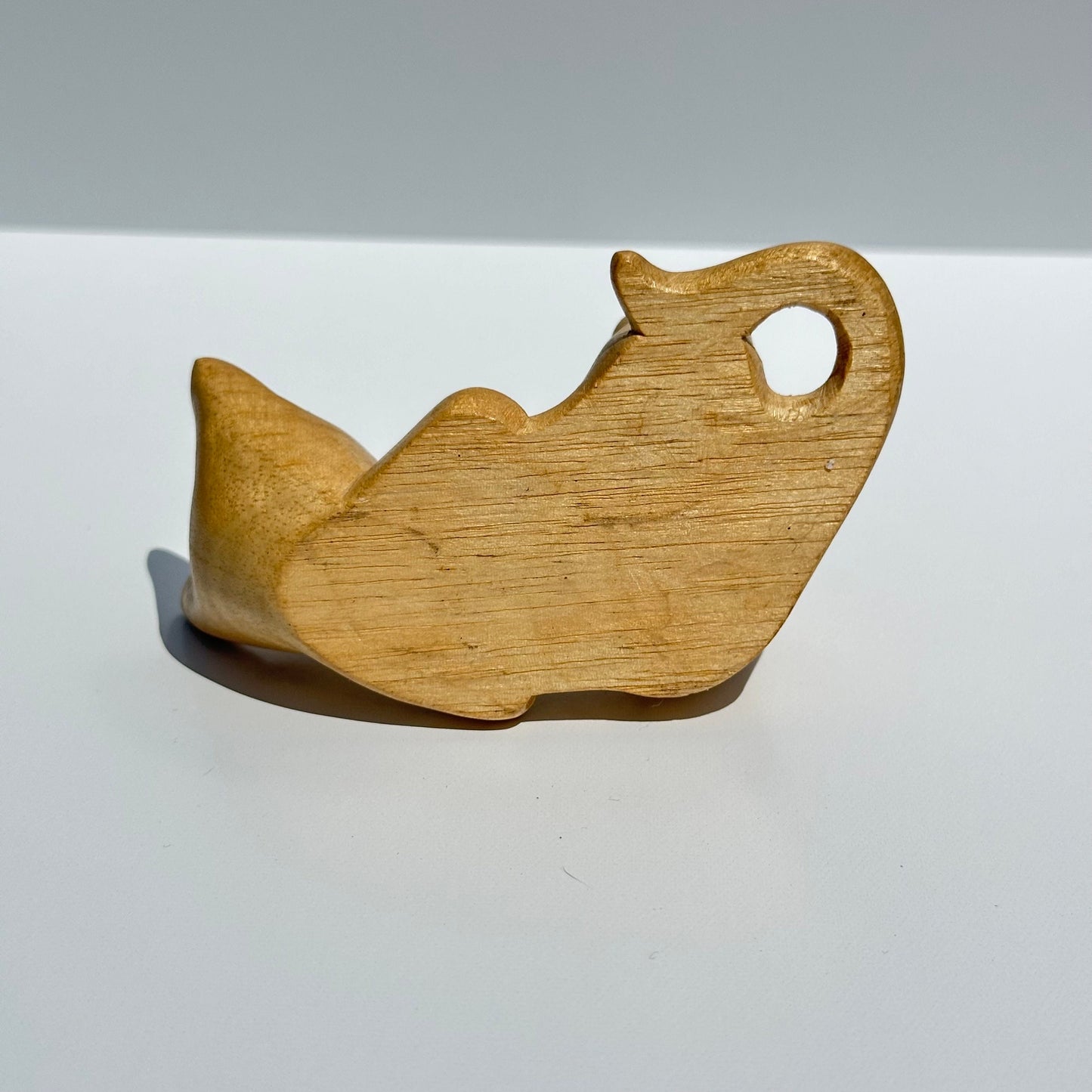 Vintage Wooden Figurine of Hand Carved Cat on It's Back. Adorable!