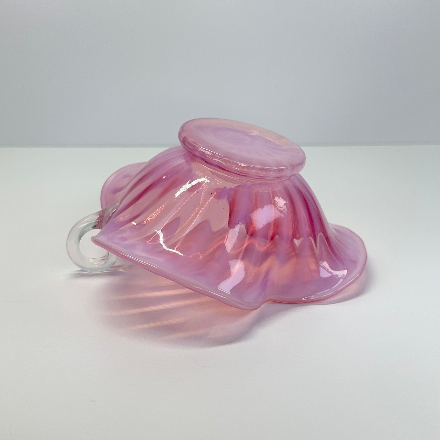 Vintage Pink Glass with Pinched Edges and Finger Loop.