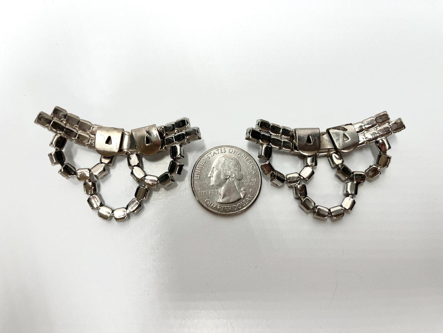 Vintage Shoe Clips with Clear Rhinestone Design