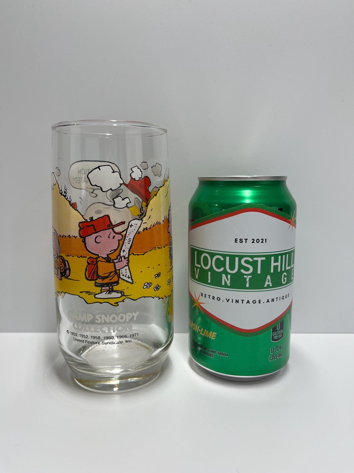 Vintage Glass of Charlie Brown, Linus & Sally of Peanuts Camp Snoopy for McDonald's