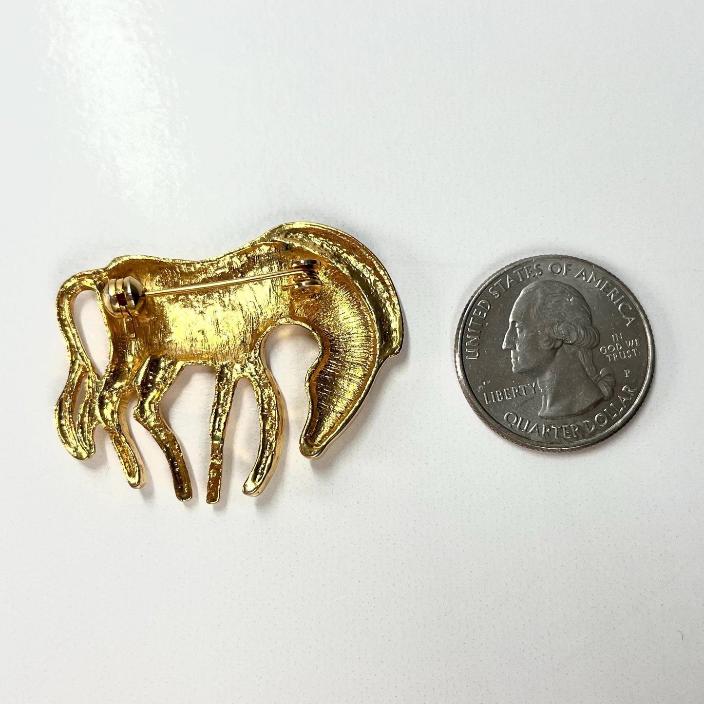 Vintage Gold Tone Brooch Pin of Zebra or Horse