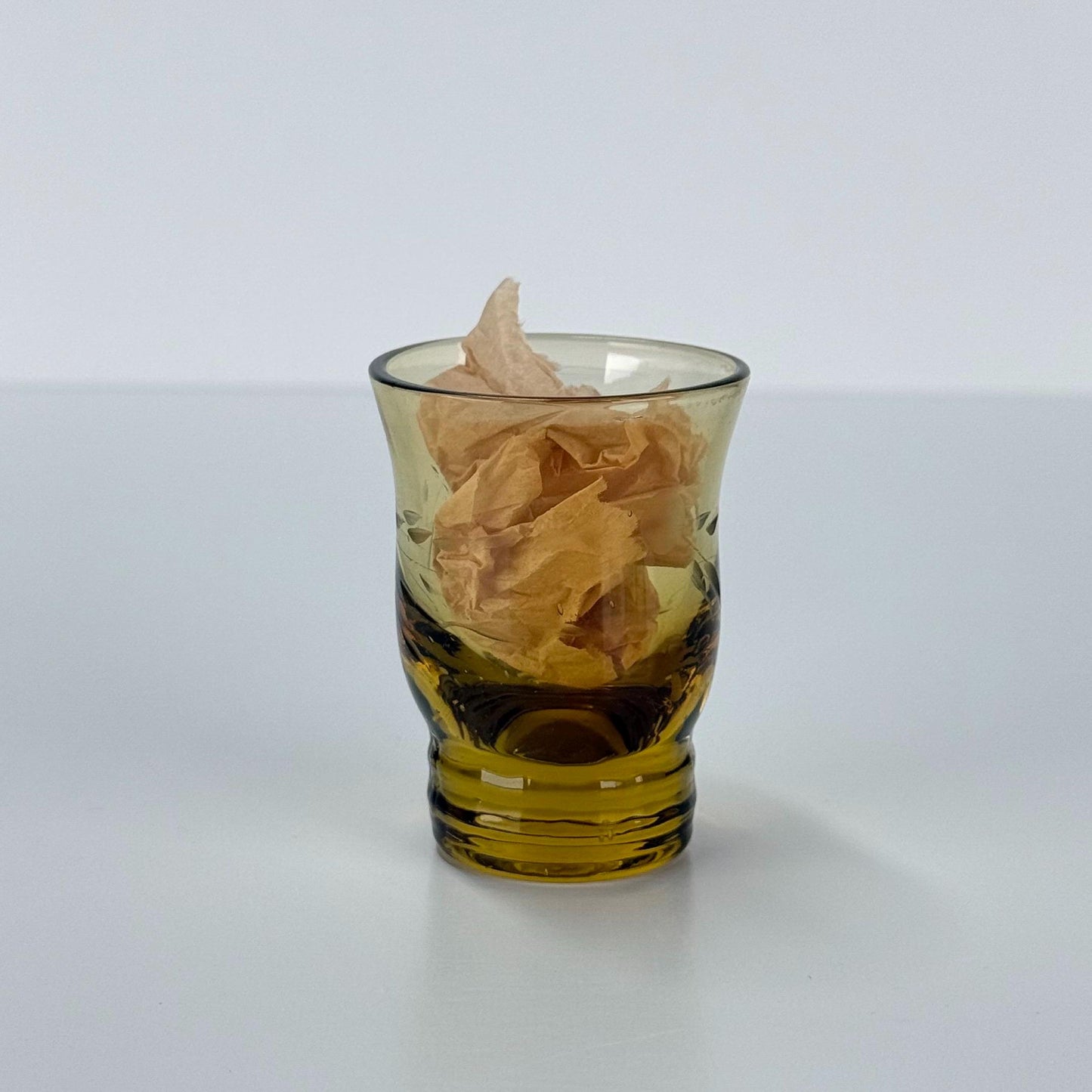 Vintage Shot Glasses With Floral Etched MCM Design Set of 4