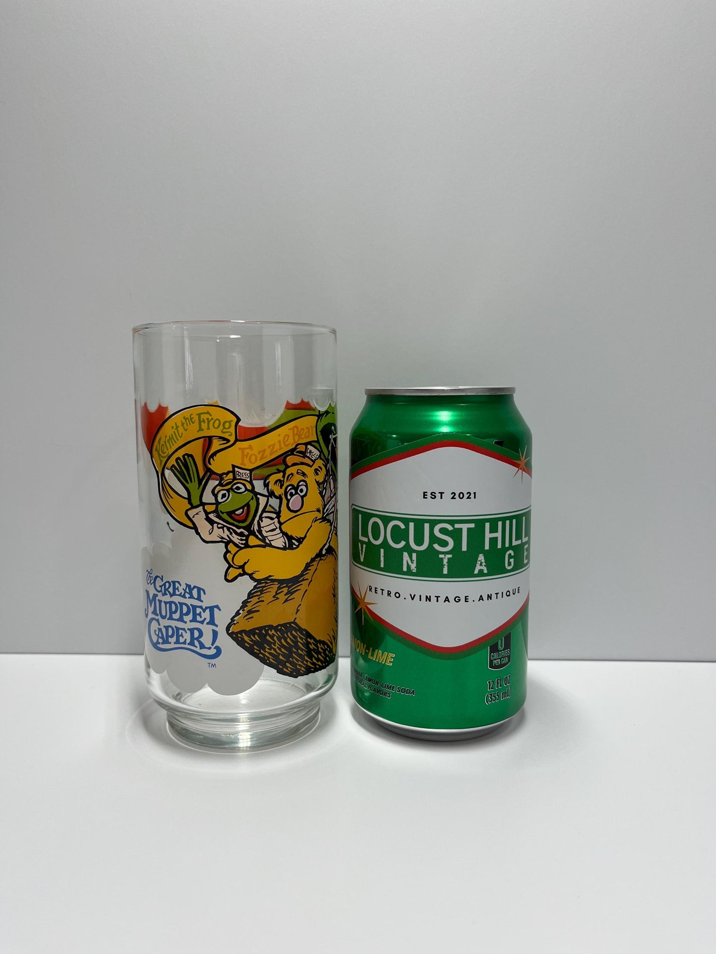 Vintage Glass of Muppets Caper With Fozzie Bear, Kermit & Gonzo