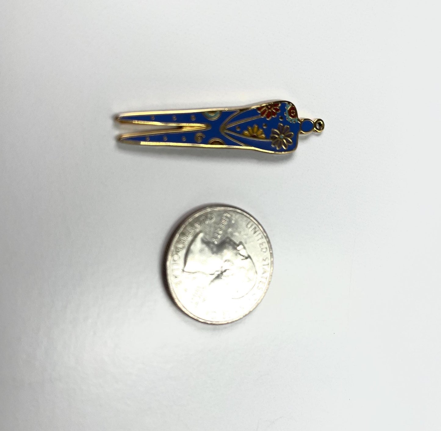 Vintage Pendant In Gold Tone with Blue Enamel "Flowering Woman" by Laurel Burch 1993
