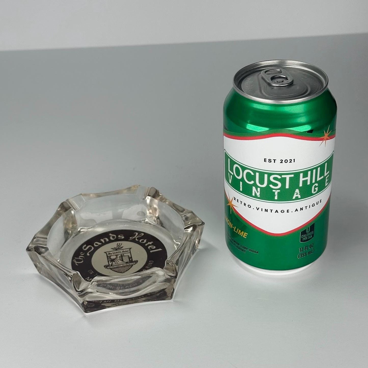 Vintage Souvenir Glass Ashtray of The Sands Hotel in Miami Beach, FL