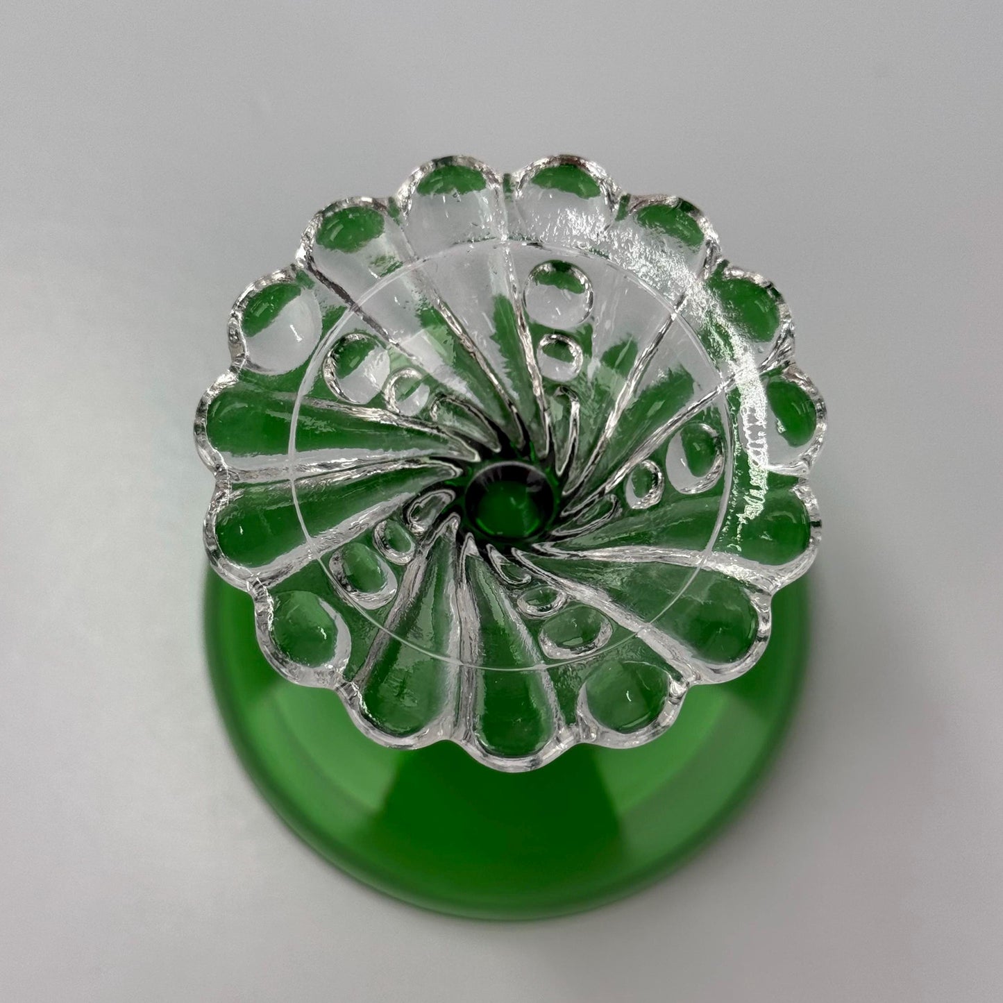 Vintage Anchor Hocking Sherbet Glass in Burple Inspiration Green with Scalloped Base