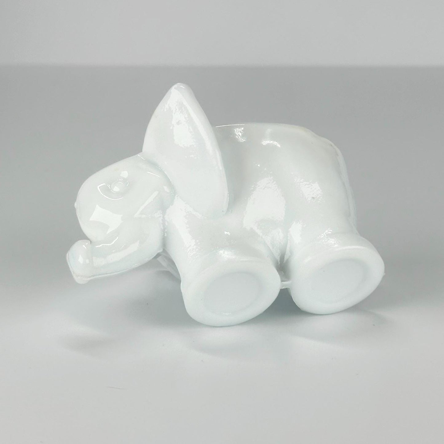 Vintage Ceramic Pipe Holder Shaped like White Elephant with Trunk Up