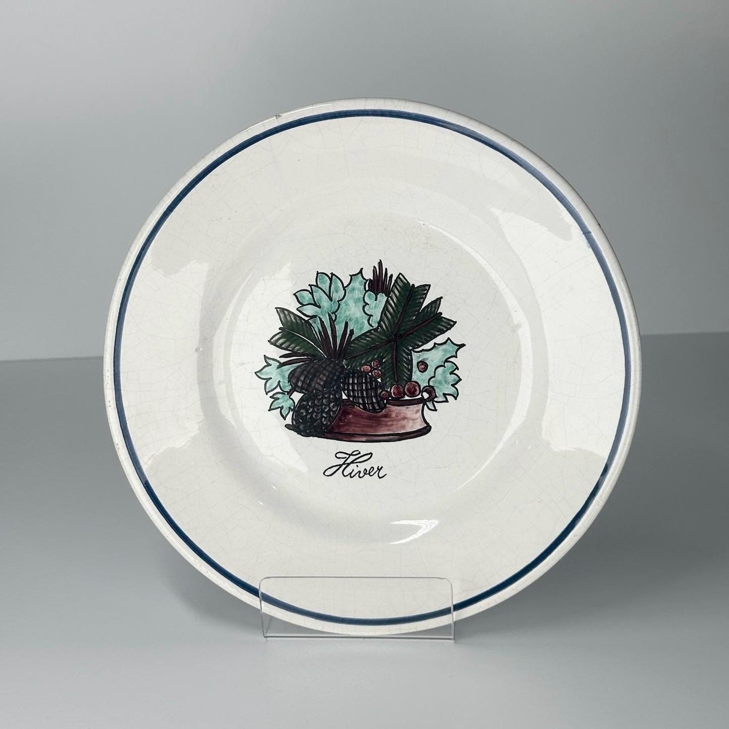 Vintage Portugal Plate Set With Hand-Painted Seasonal Design 8.5"