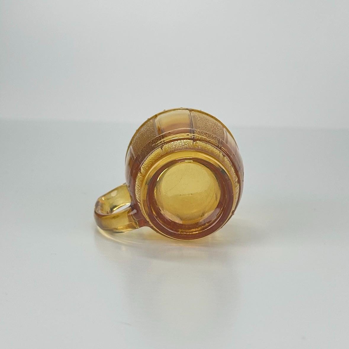 Vintage Amber Glass Barrel Shot Glasses with Handles in Set of 5