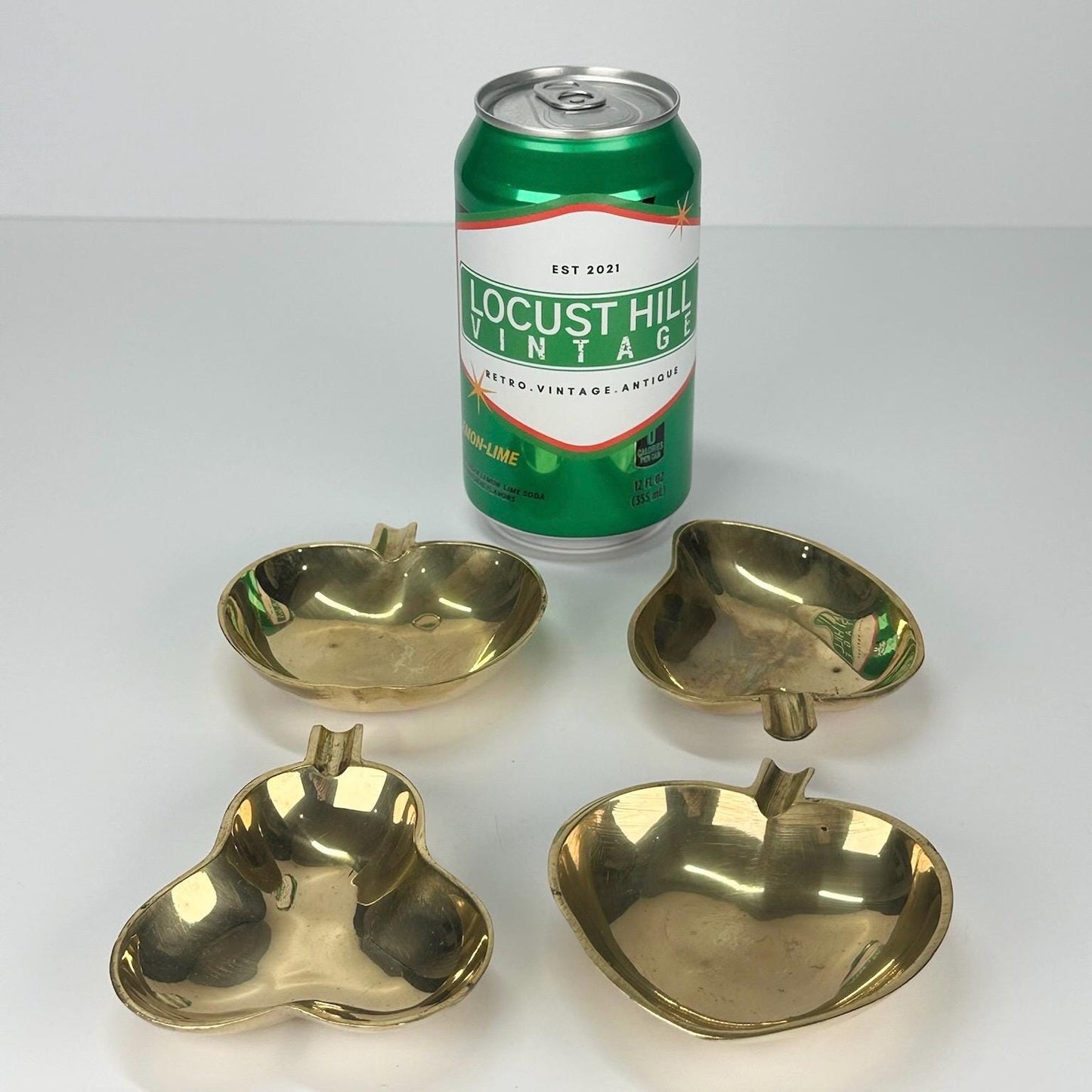 Vintage Brass Ashtrays in Fruit Shapes of Pear, Plum, Apple, and Peach