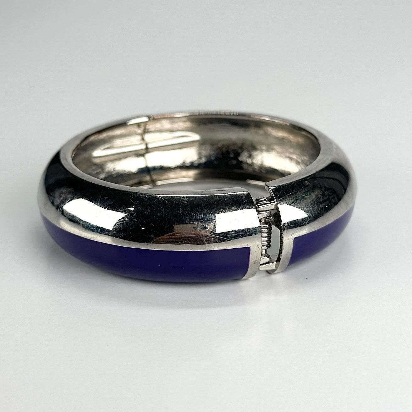 Vintage Bracelet in Purple and Silver with Hinge Closure