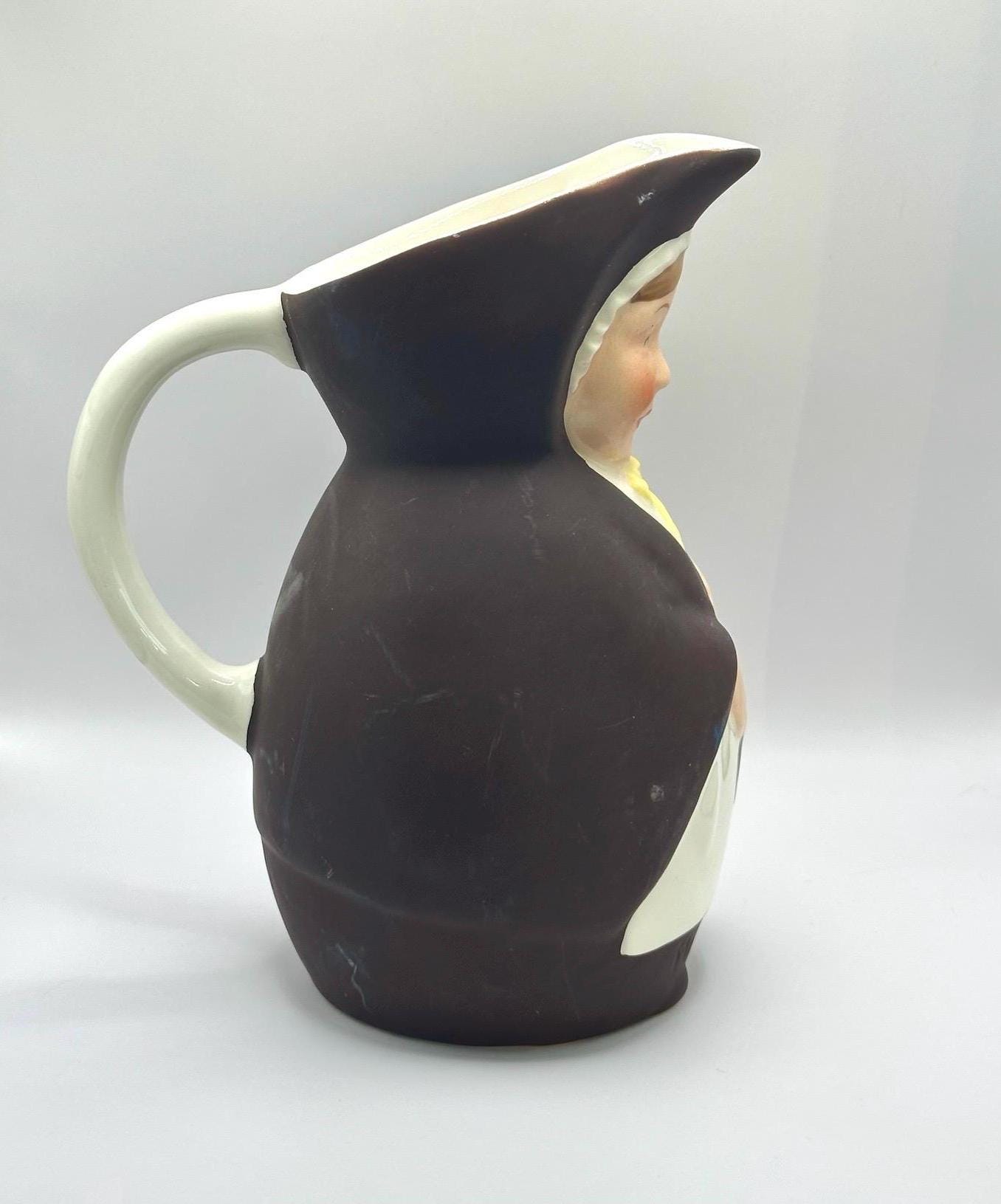 Vintage Pitcher of Mrs. Gamp Made from Porcelain and Made in Germany