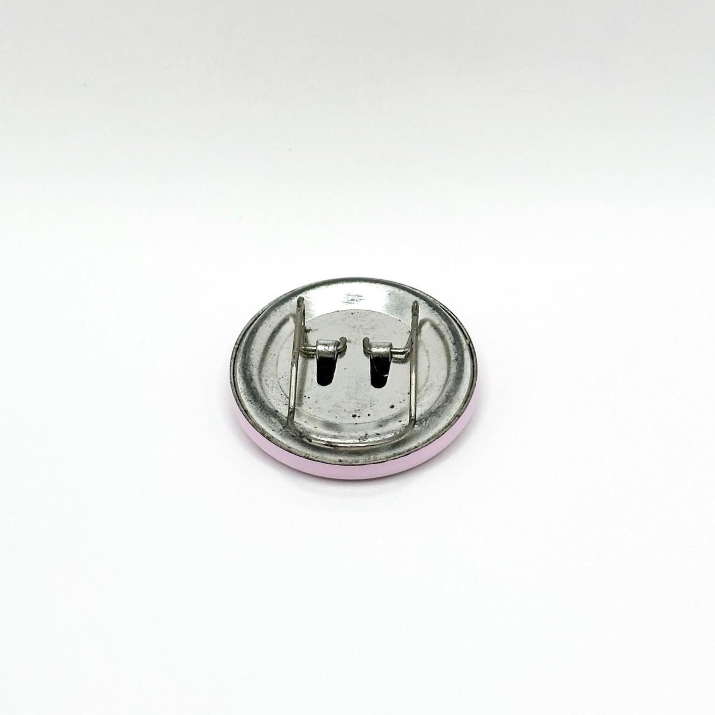 Vintage Clip On Button Reads Tweety on a Pink Background with Yellow Hearts