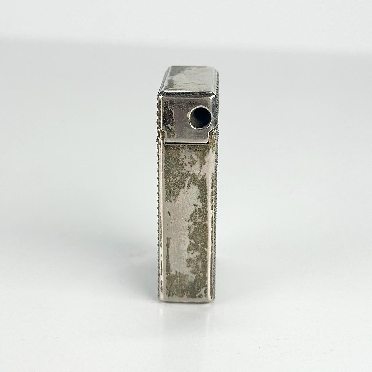 Vintage Lighter in Silver Tone with Diamond Studded Pattern Design Made in Japan