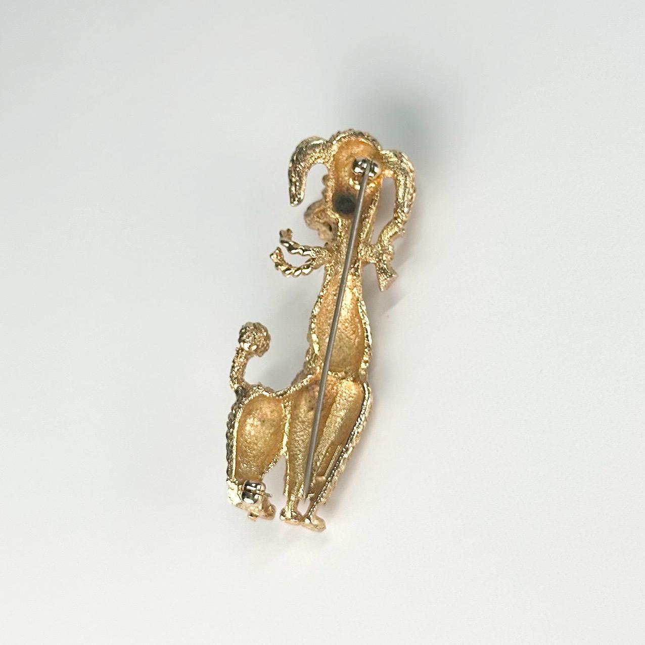 Vintage Brooch Pin of Poodle in Gold Tone and Stamped Taylor