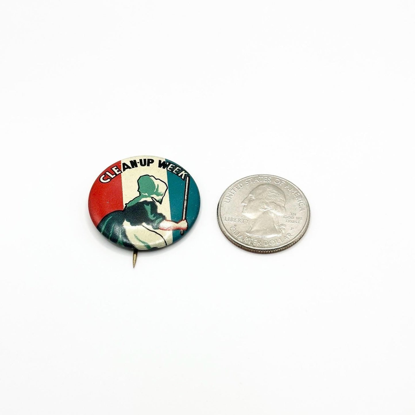 Vintage Button Pin of Old Dutch Cleanser that Reads Clean- Up Week