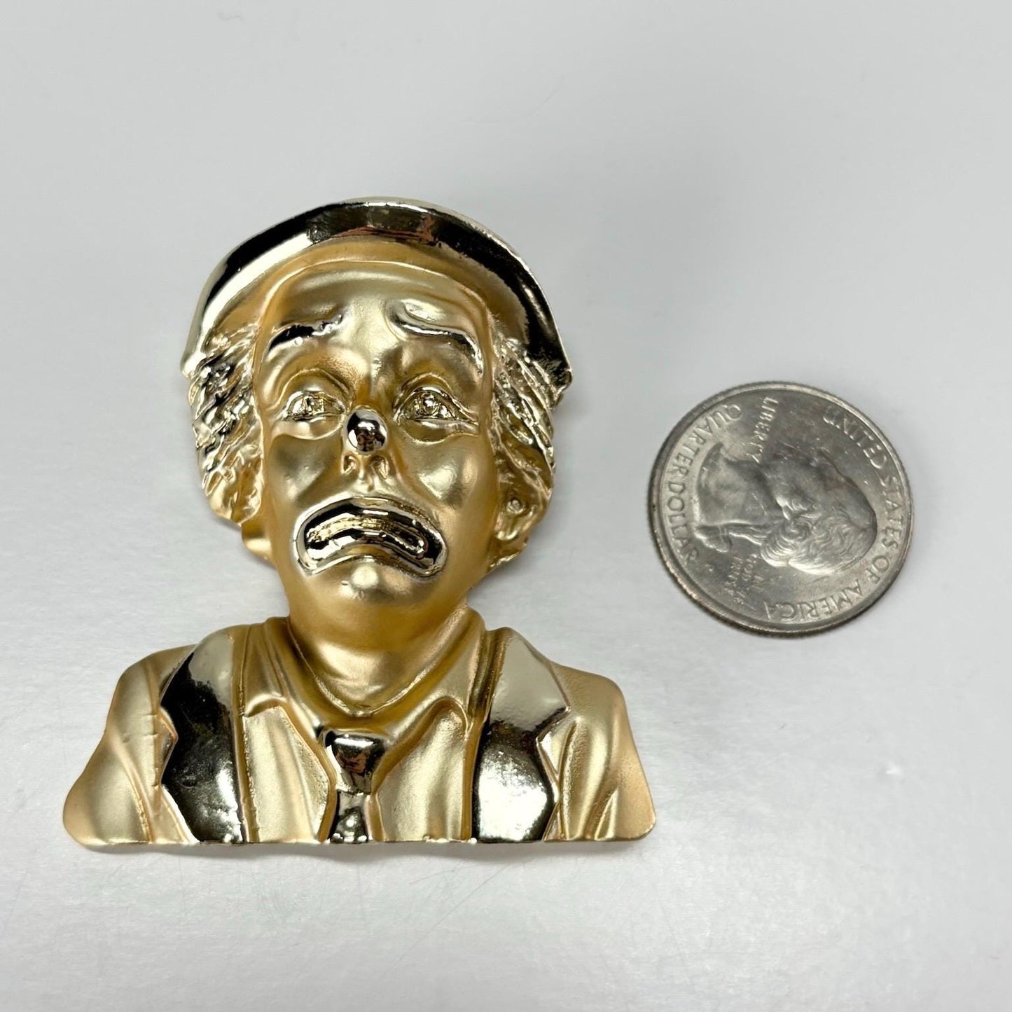 Vintage Brooch of Clown in Gold Tone with Original Box