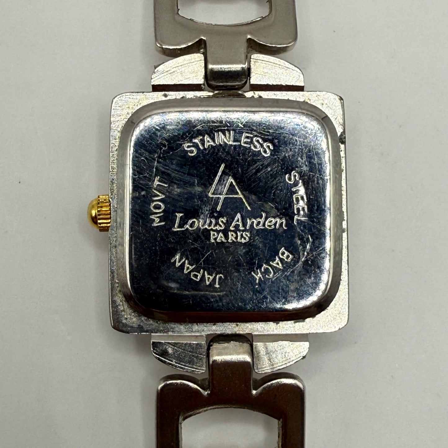 Vintage Watch with Blue Face and Mixed Metal Link Chain By Louis Arden