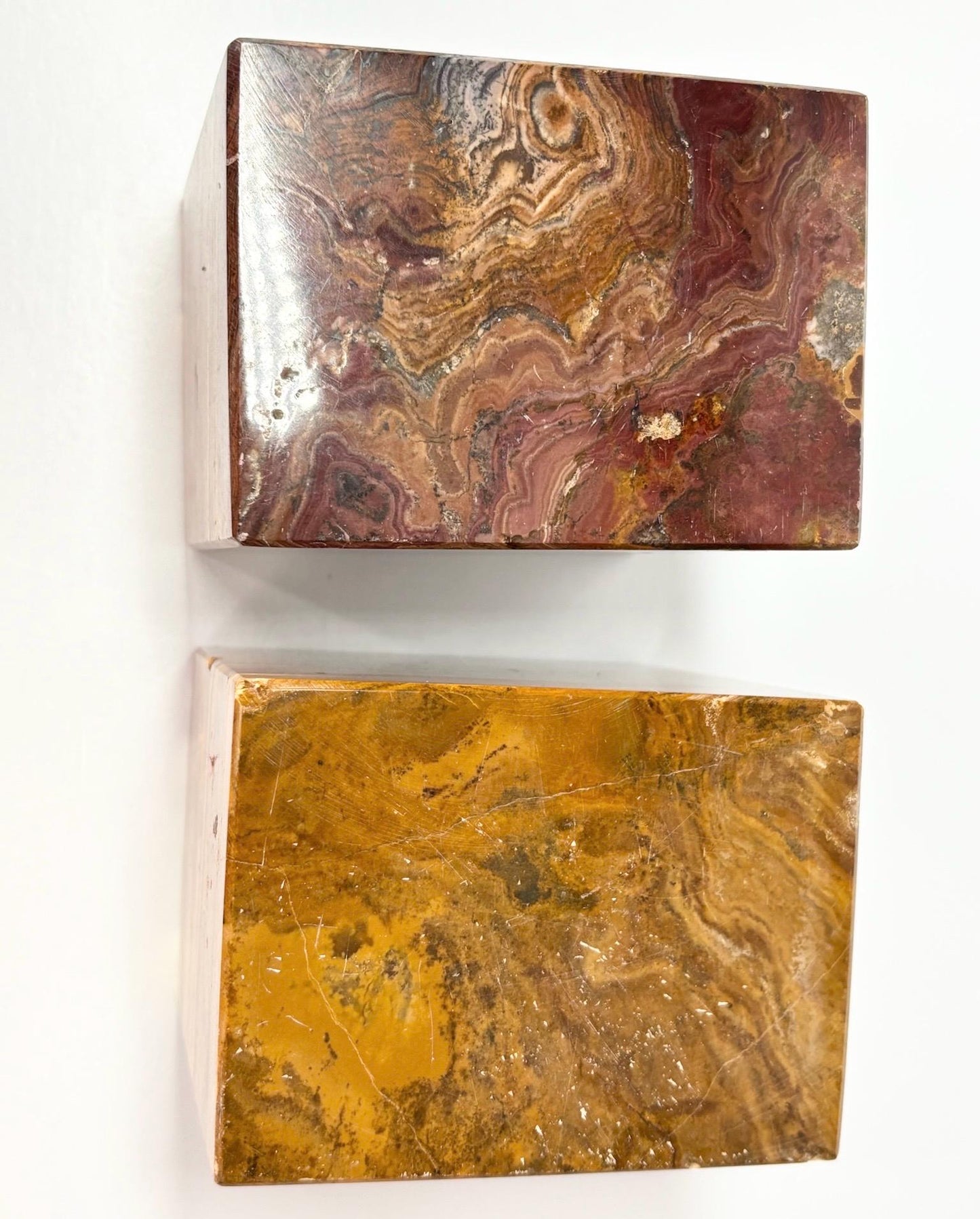 Vintage Polished Onyx Bookends in Cube Shape and Very Heavy!