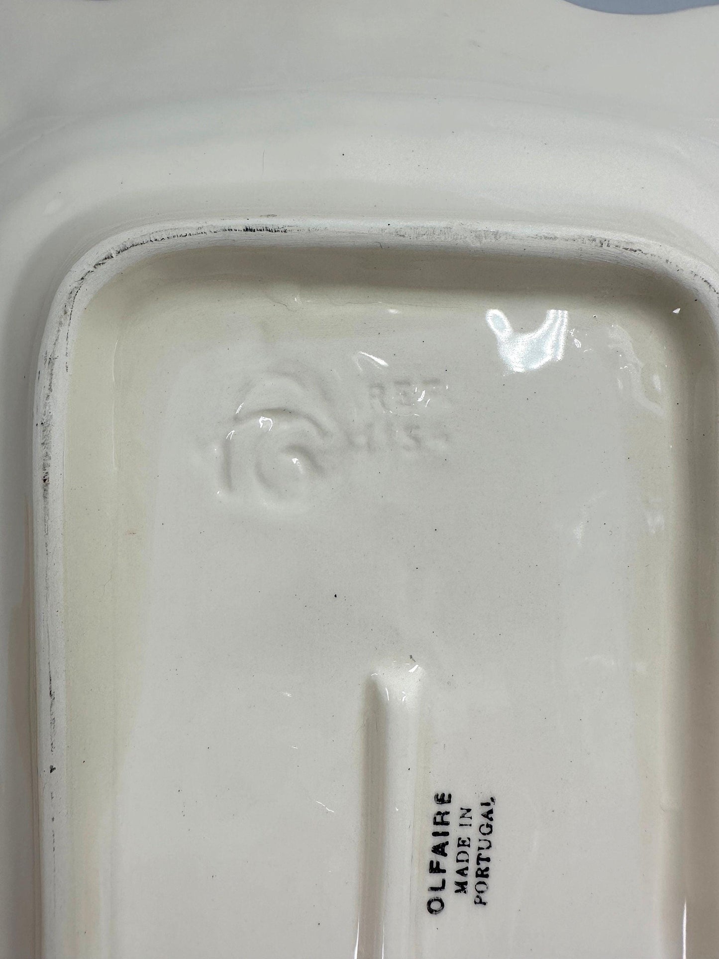 Vintage Plate With Drainer and Asparagus Design, Made in Portugal.