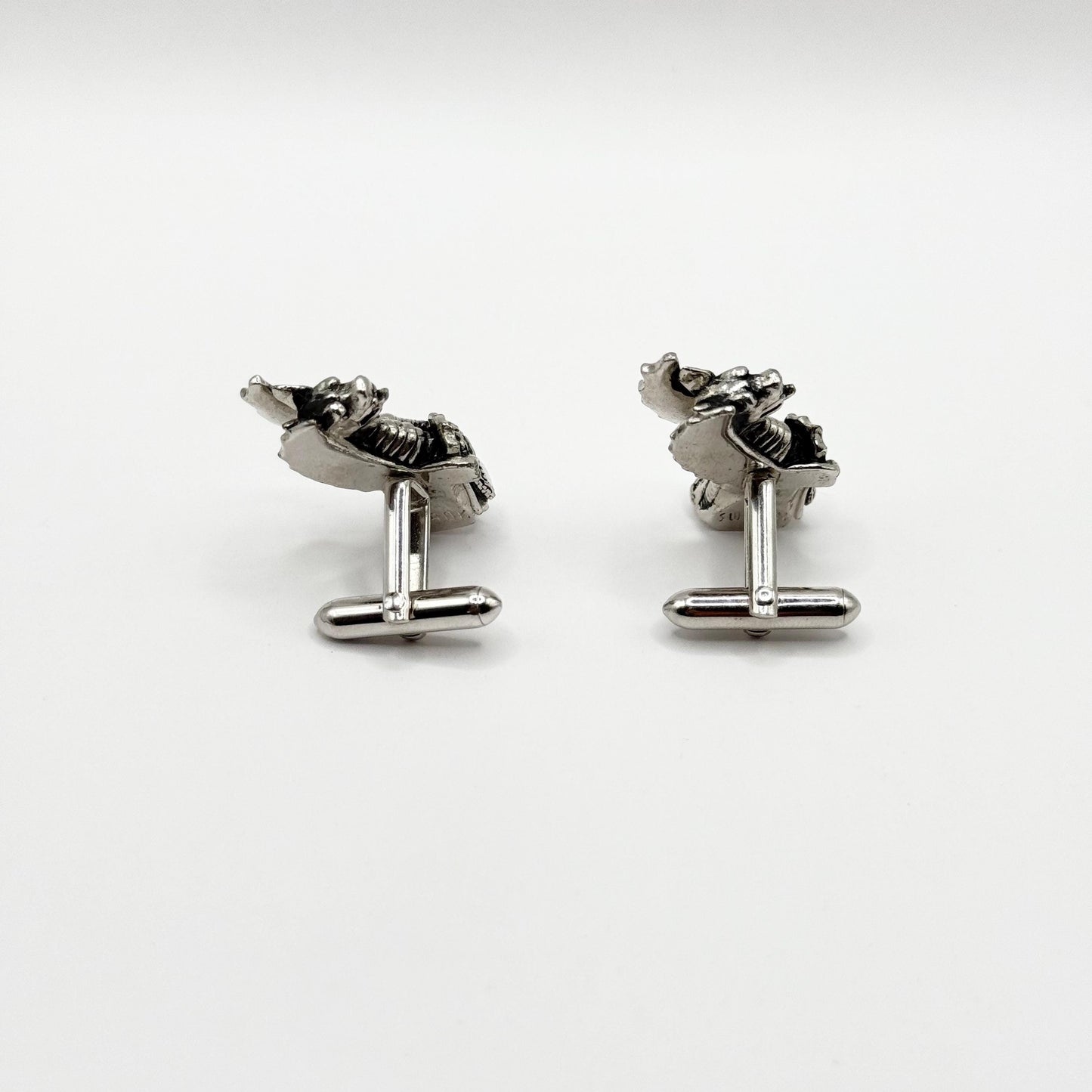 Vintage Cuff Links of Flying Dragons Silver Plated and Made by Swank