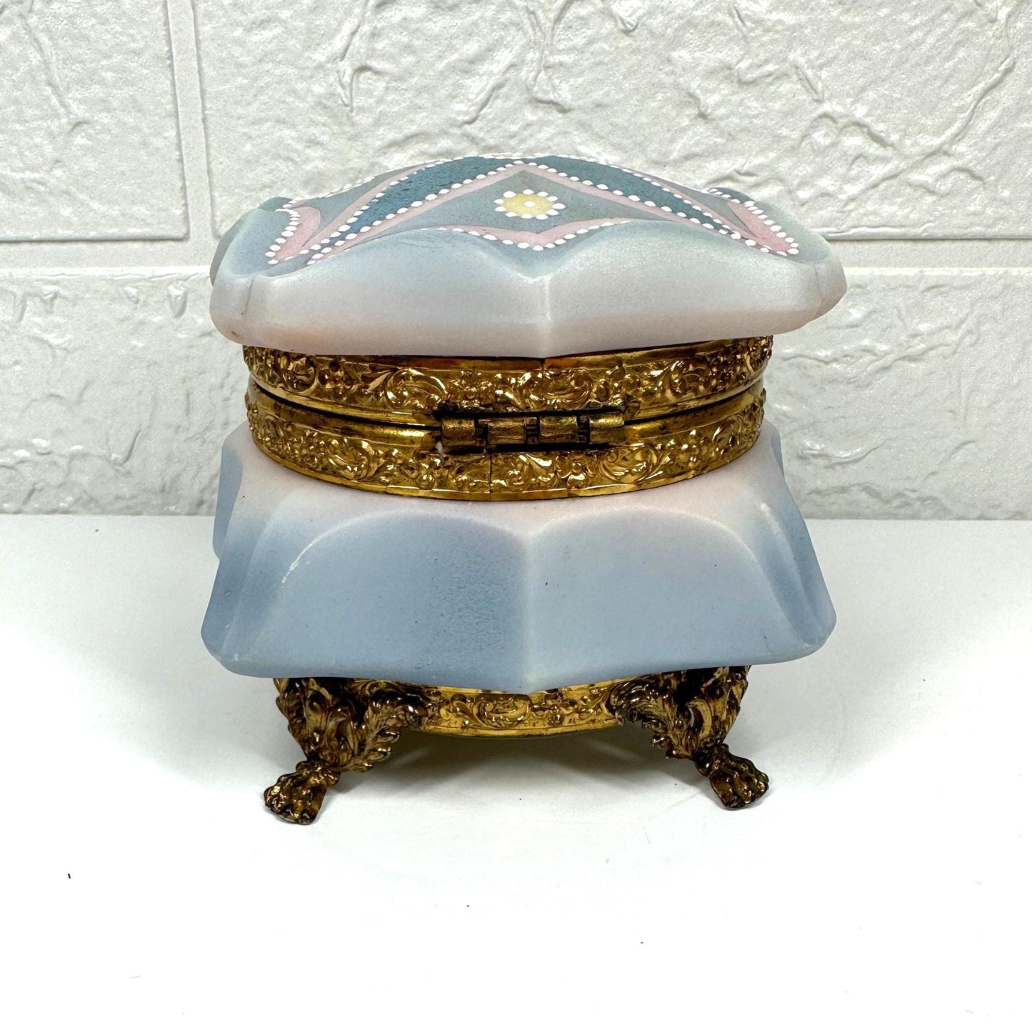 Vintage Trinket Dish, Nakara C. F. Monroe Co., Dresser Box, Enamelled.