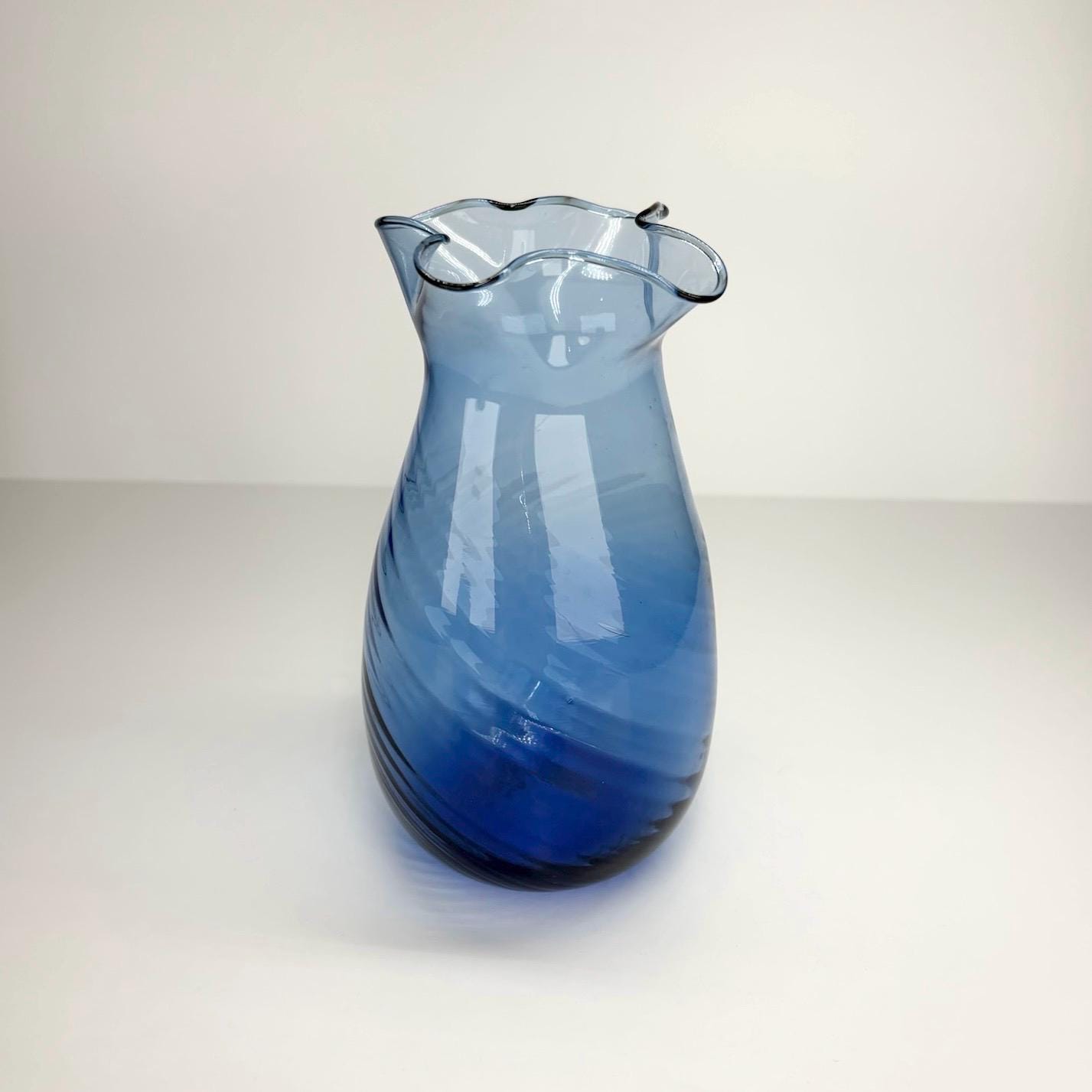 Vintage Vase in Cobalt Blue with Scalloped Rim