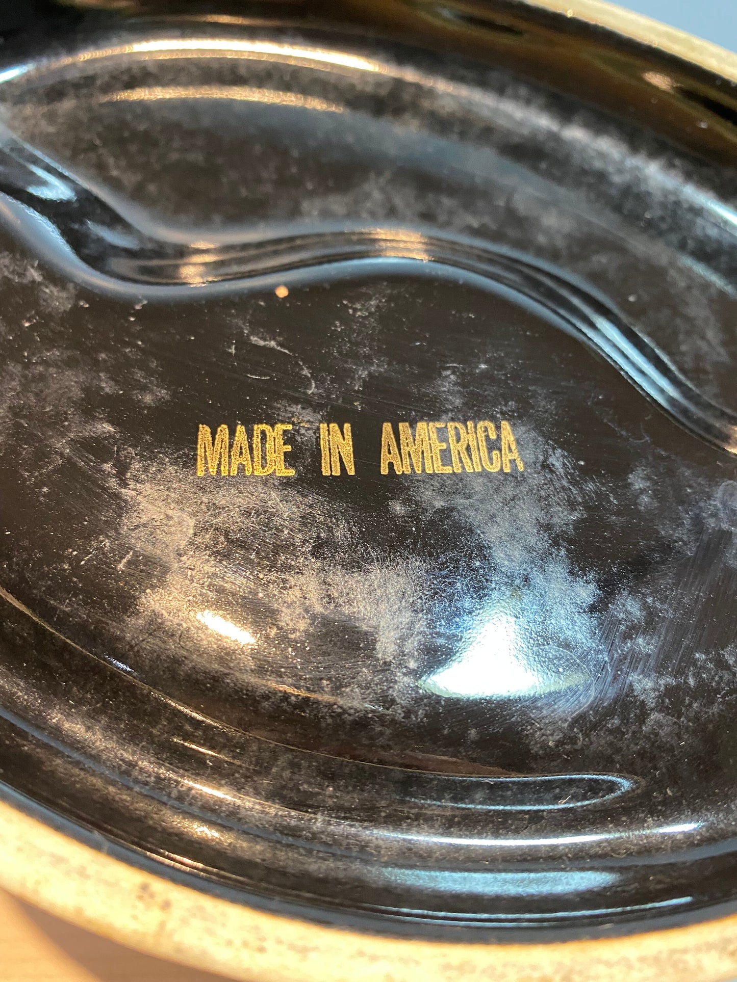 Vintage Black Horse with Gold Accents, Ceramic, Atlantic City, N.J. Ashtray, Made In America