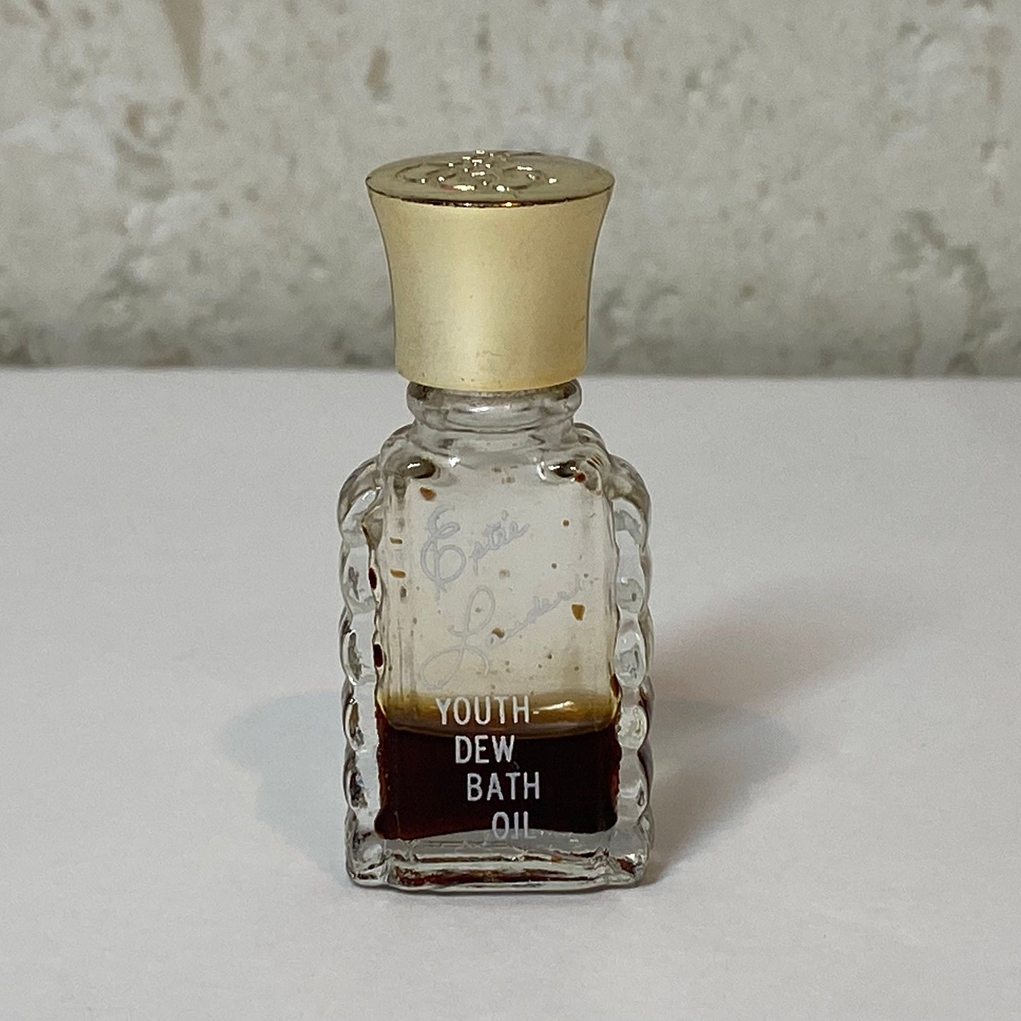 Vintage Mini Estée Lauder Bath Oil Bottle, Clear Glass