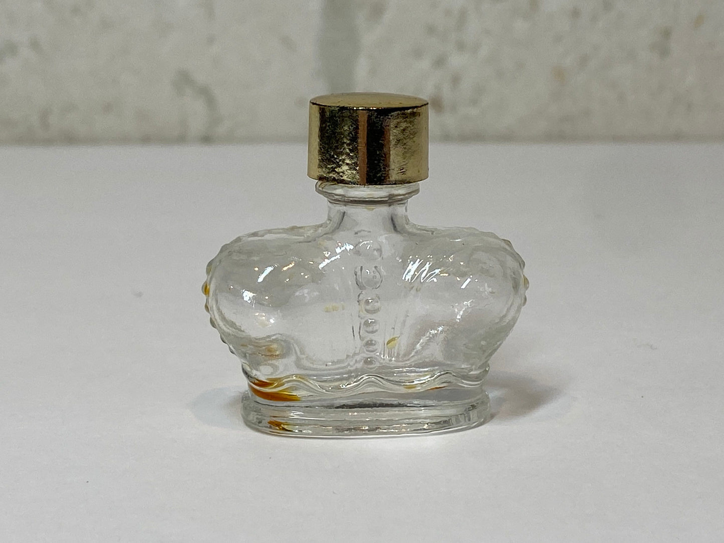 Vintage Mini Perfume Bottle of Prince Matchabelli, Crown Shaped Clear Glass.