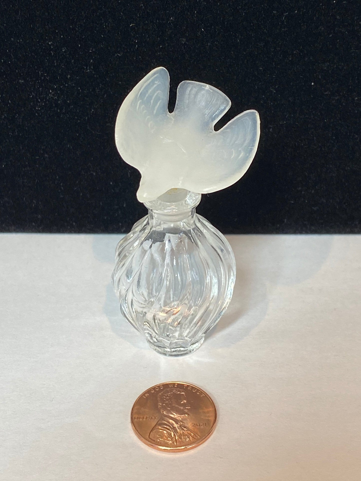 Vintage Mini Perfume Bottle, Lalique Dove by Nina Ricci.