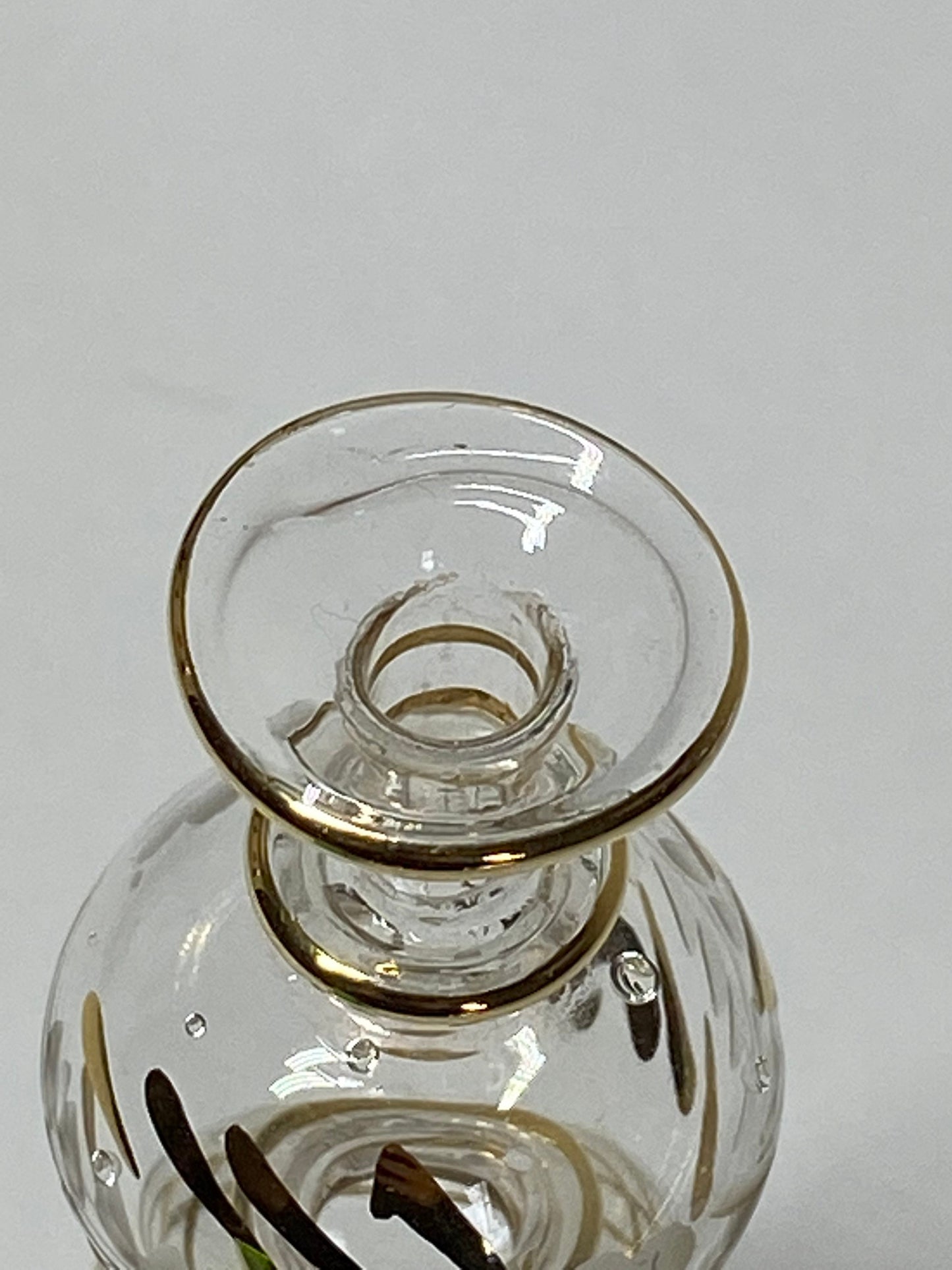 Vintage Perfume Bottle, Clear Glass, Hand Painted, Art Deco, Gilded