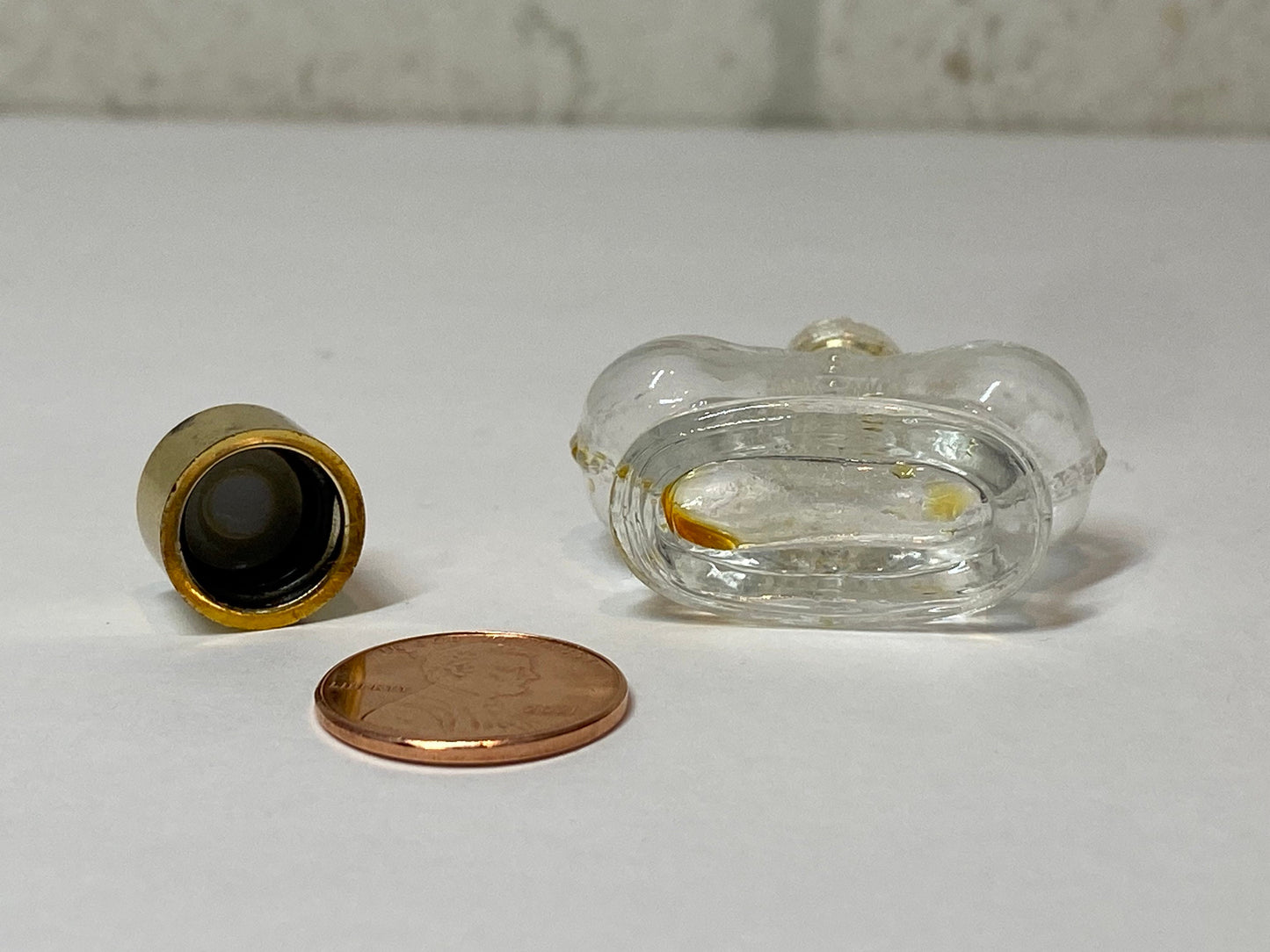Vintage Mini Perfume Bottle of Prince Matchabelli, Crown Shaped Clear Glass.
