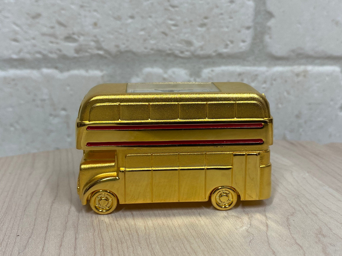 Vintage Miniature Double Decker Bus Clock by Springfield.