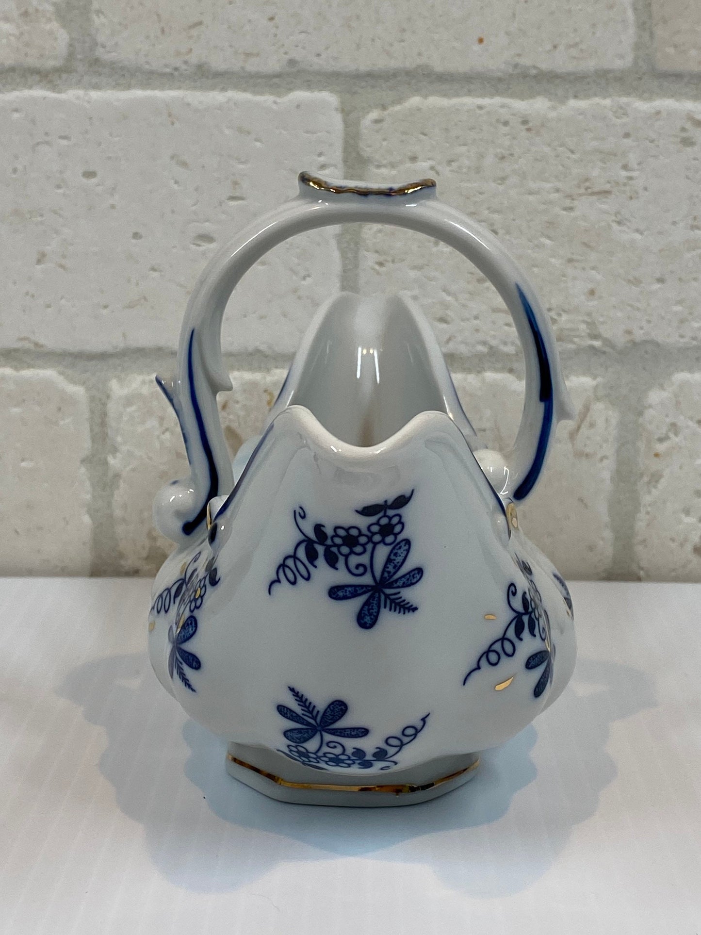 Vintage Gravy Boat in Cobalt Blue Floral Design with Gold Detail by Norleans China