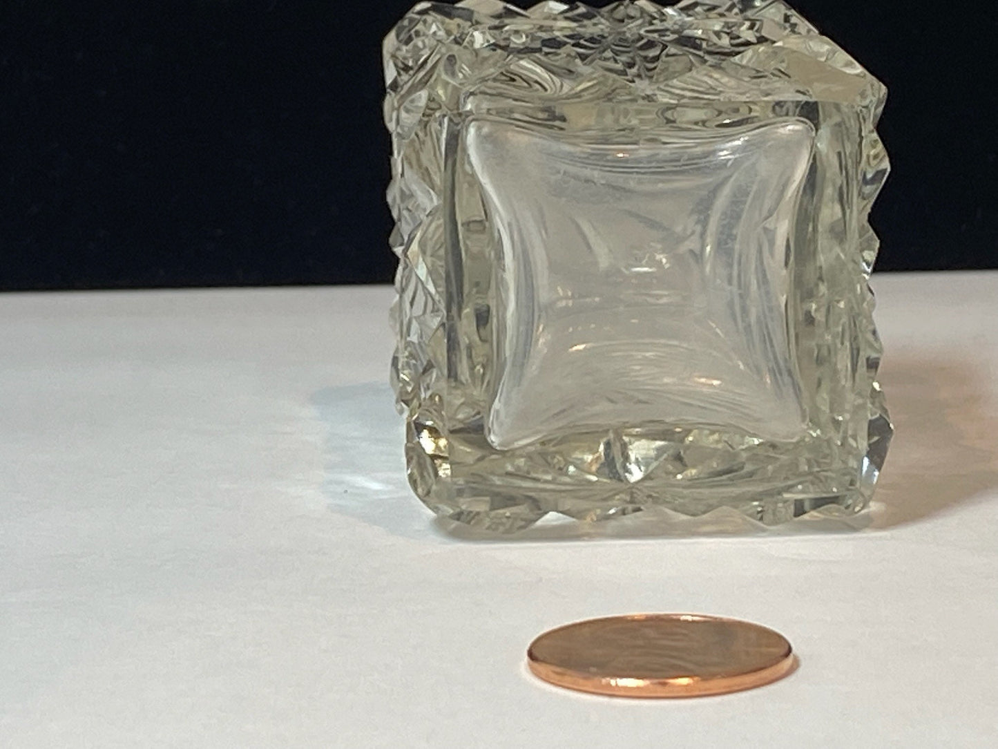 Vintage Mini Perfume Bottle, Clear Cut Glass Starburst Design.