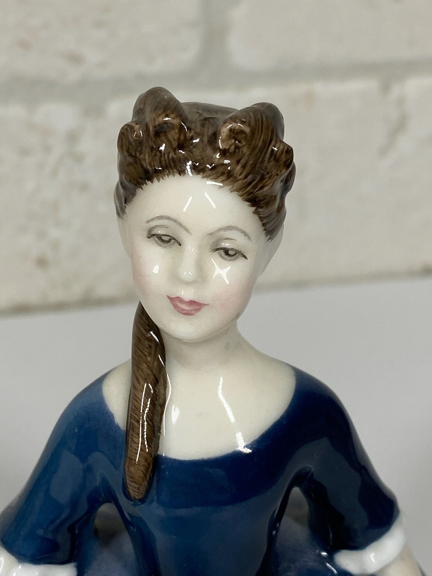 Vintage Porcelain Figurine of Debbie in Blue Dress from 1968 by Royal Doulton HN2385