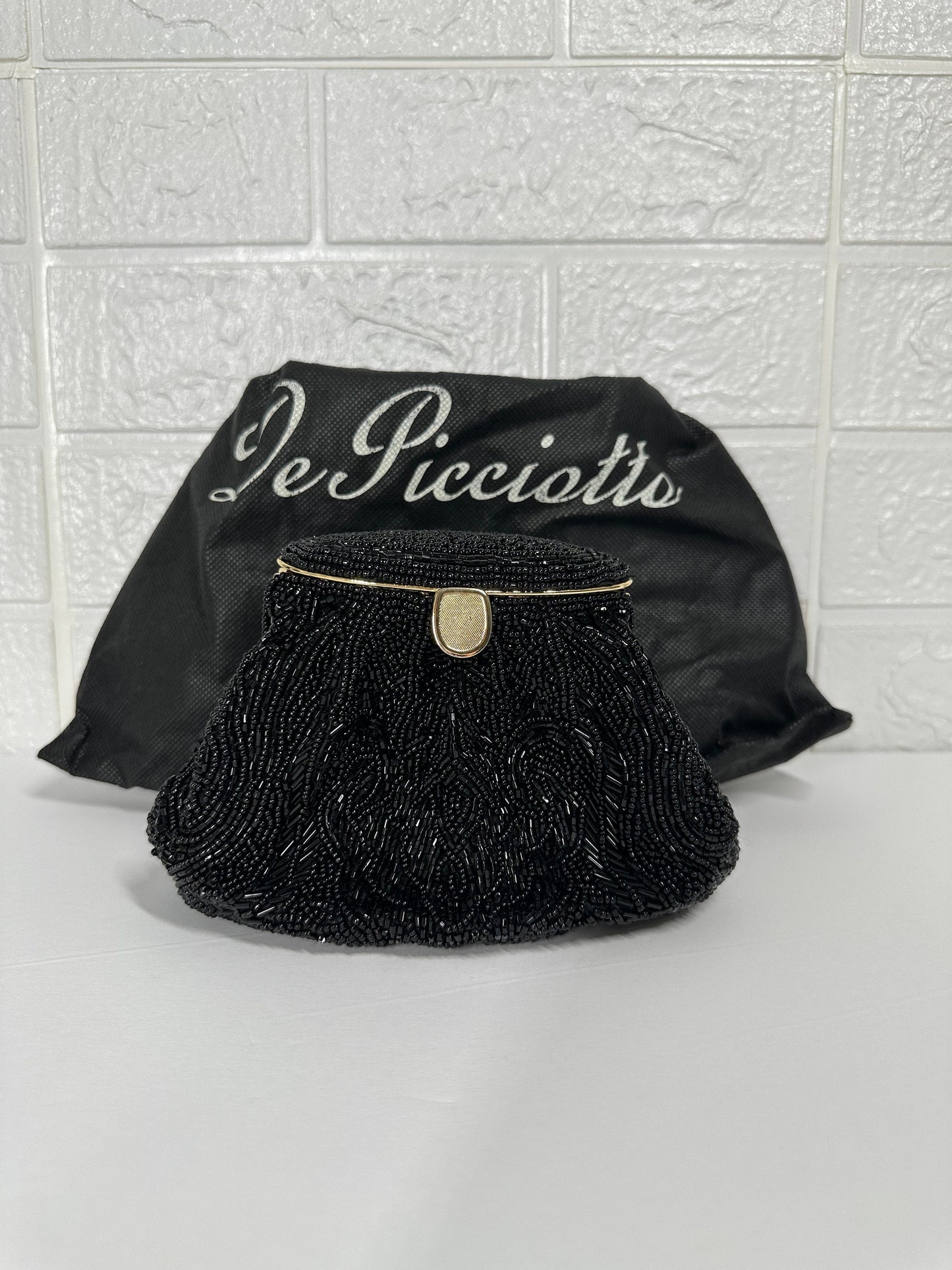 Vintage Black Beaded Handbag by La Regale.