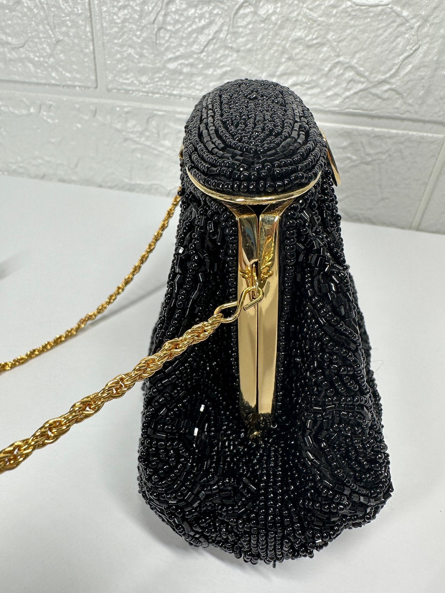 Vintage Black Beaded Handbag by La Regale.